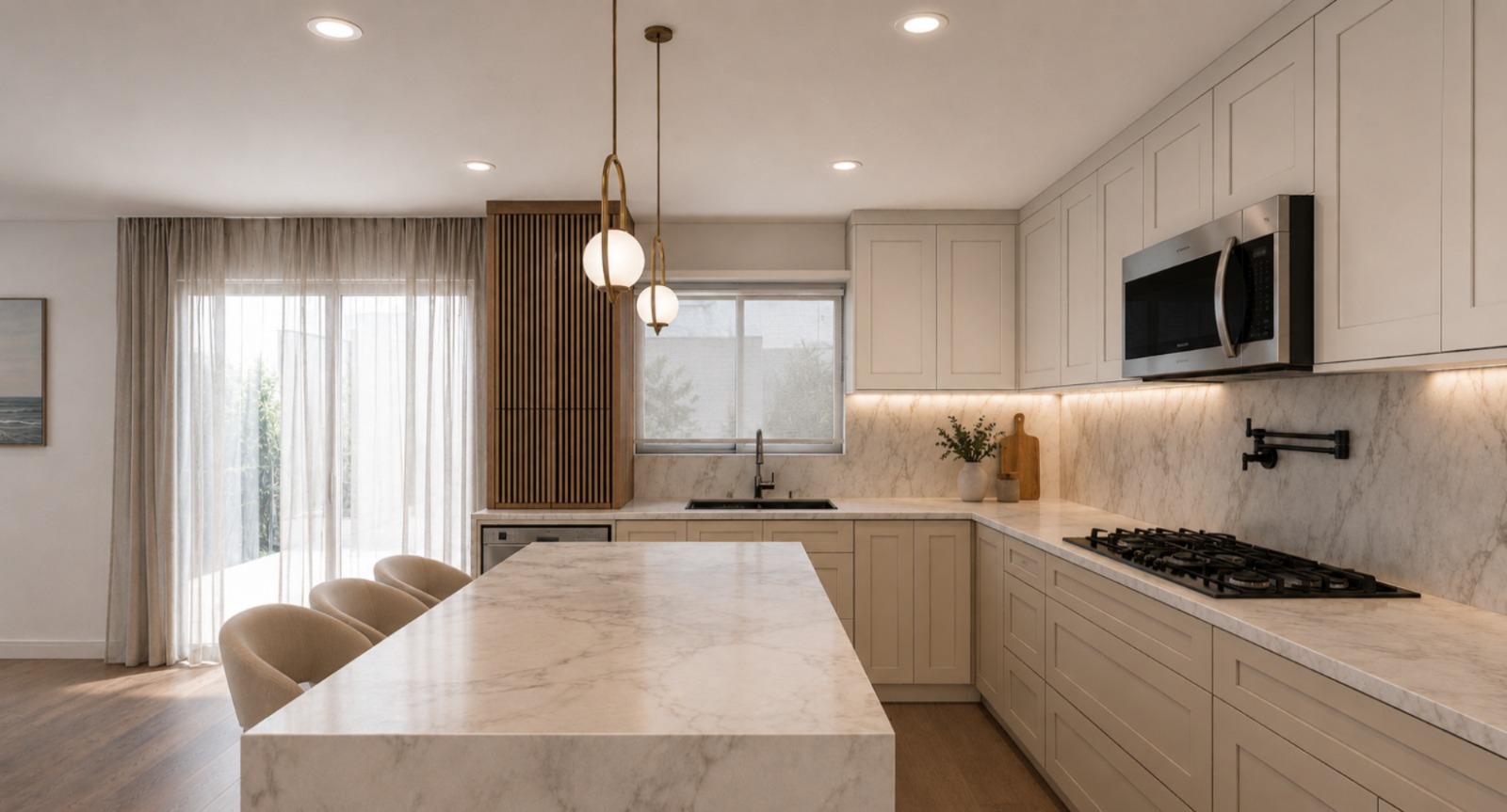 Render fotorrealista de cocina moderna